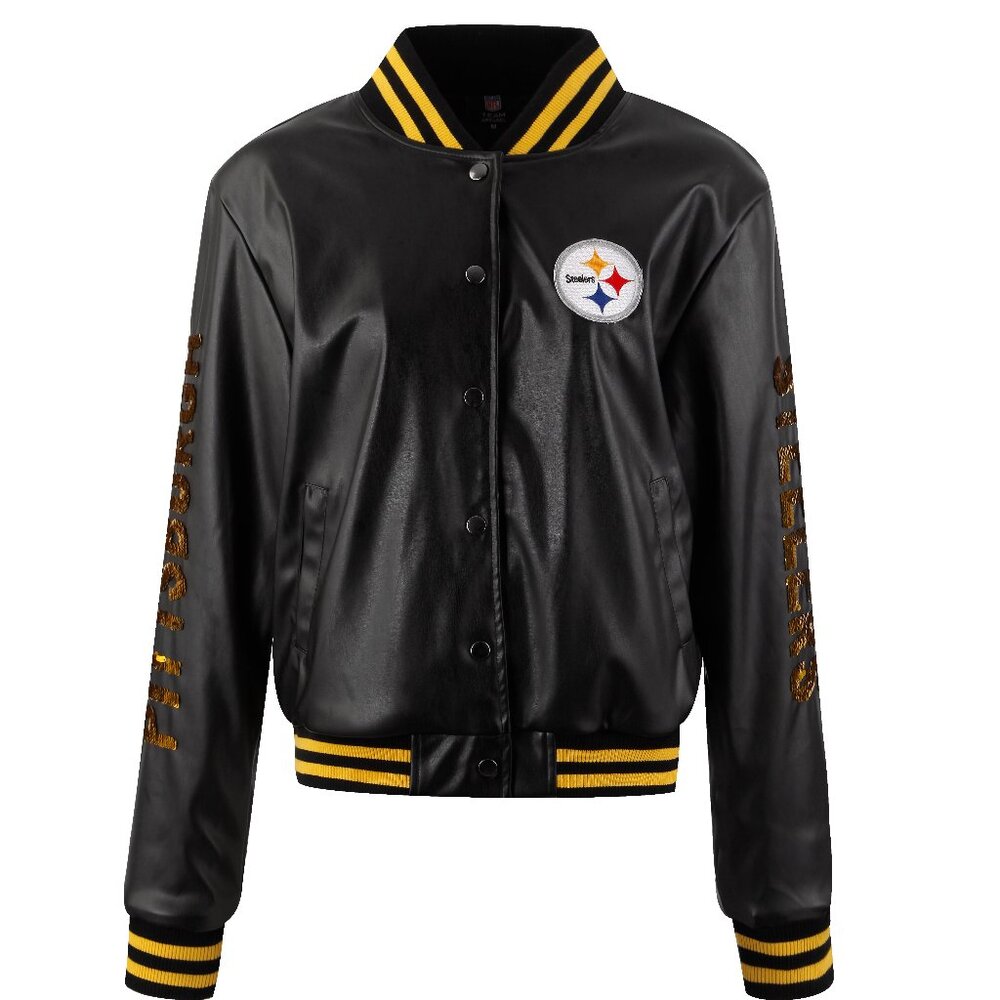 NFL Pittsburgh Steelers Vegan Leather & Sequin Jacket